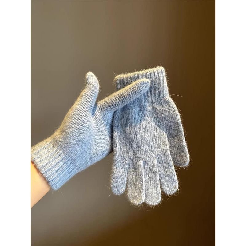 Women Winter Cold-Proof Fleece-Lined Thick Cycling Touchscreen Warm Cotton Gloves