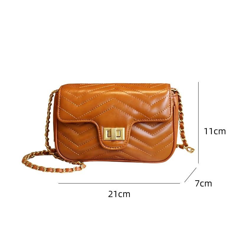 Women Fashion Temperament Leather Rhombus Chain Small Square Bag