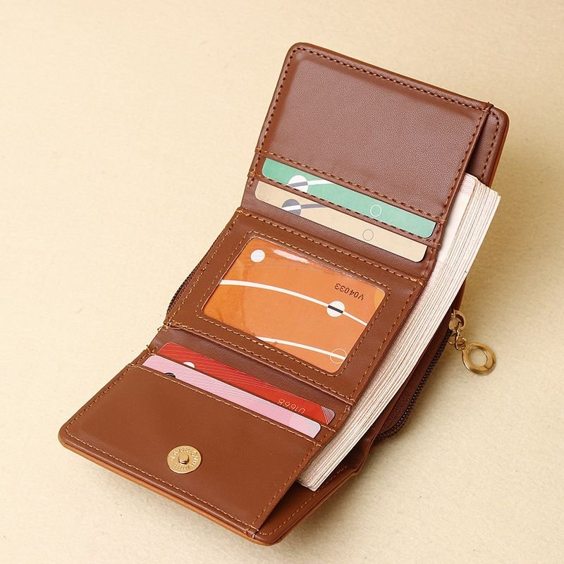 Women Fashion Solid Color PU Mini Wallet